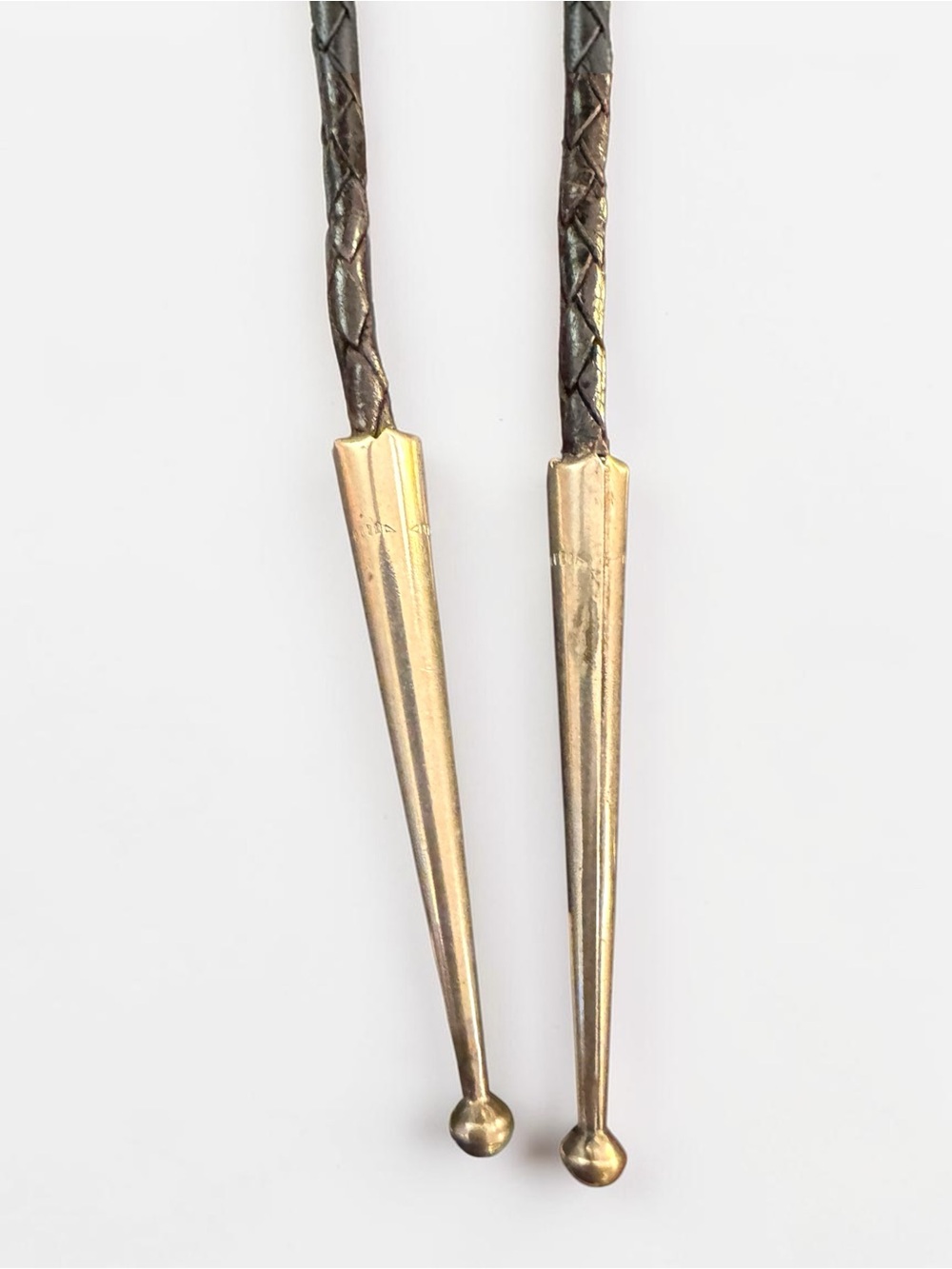 Bolo Tie Wood Inlay Turquoise Stone Leather Silver - Picture 5 of 6